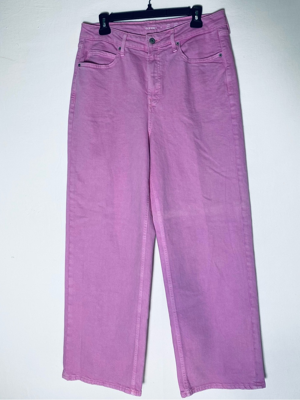 Old Navy Sky-Hi Wide Leg Jeans Bubblegum Pink Denim High Waisted 12